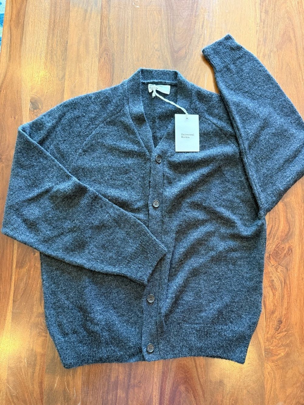 Men's Charcoal V-Neck Button Cardigan Sweater